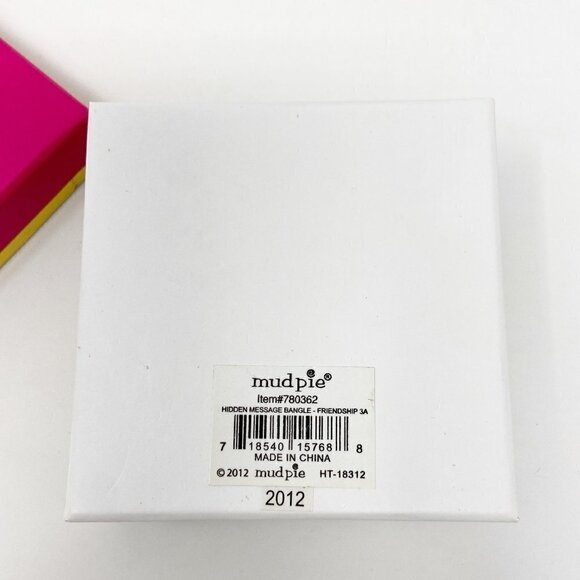 MUD PIE | Friendship Hidden Message Black Bangle Gold Plated - Picture 8 of 8